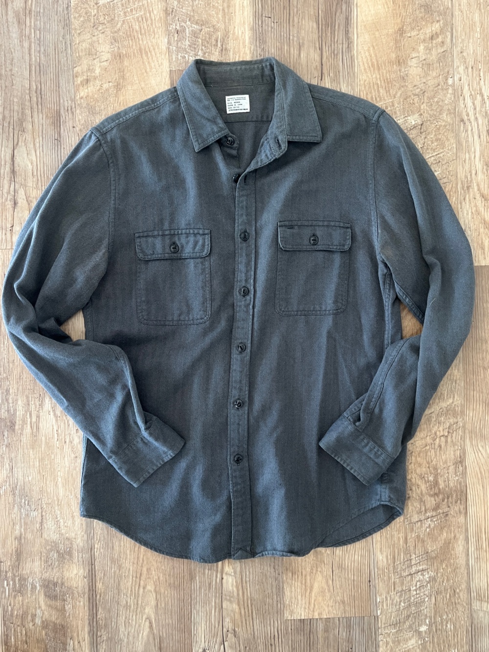 J Crew authentic workwear Men’s button-down charcoal herringbone shirt
